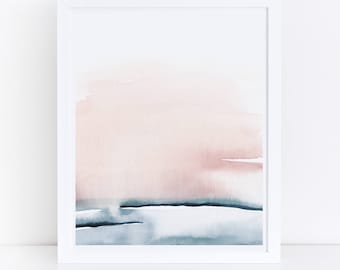 Blush Pink Print, Printable Bedroom Art, Aquacolor Printable, Blush Pink and Blue, Abstract Art, Simple Print, Pink Wall Art, Art Print