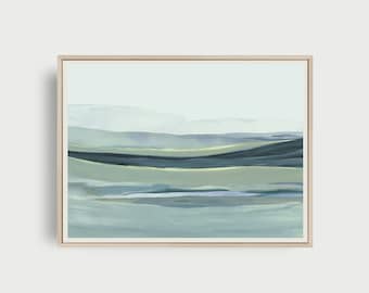 PRINTABLE Wall Art, Blue Abstract Landscape, Blue Landscape Painting, Modern Painting, Modern Minimal Landscape, Meadow Print, Large Print