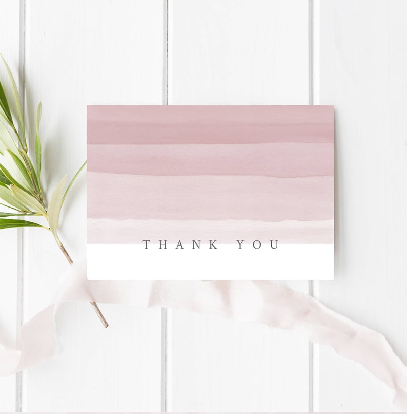 Blush Pink Thank You Card 3.5x5 Folded Thank You Card PRINTABLE Thank You Card DIY Thank You Card Digital Download A1 Thank you Card