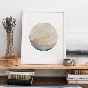 Watercolor Planet, Planet Wall Art, Printable Watercolor Art, Neutral Wall Decor, Neutral Art Print, Watercolor Art, Last Minute Gift image 2