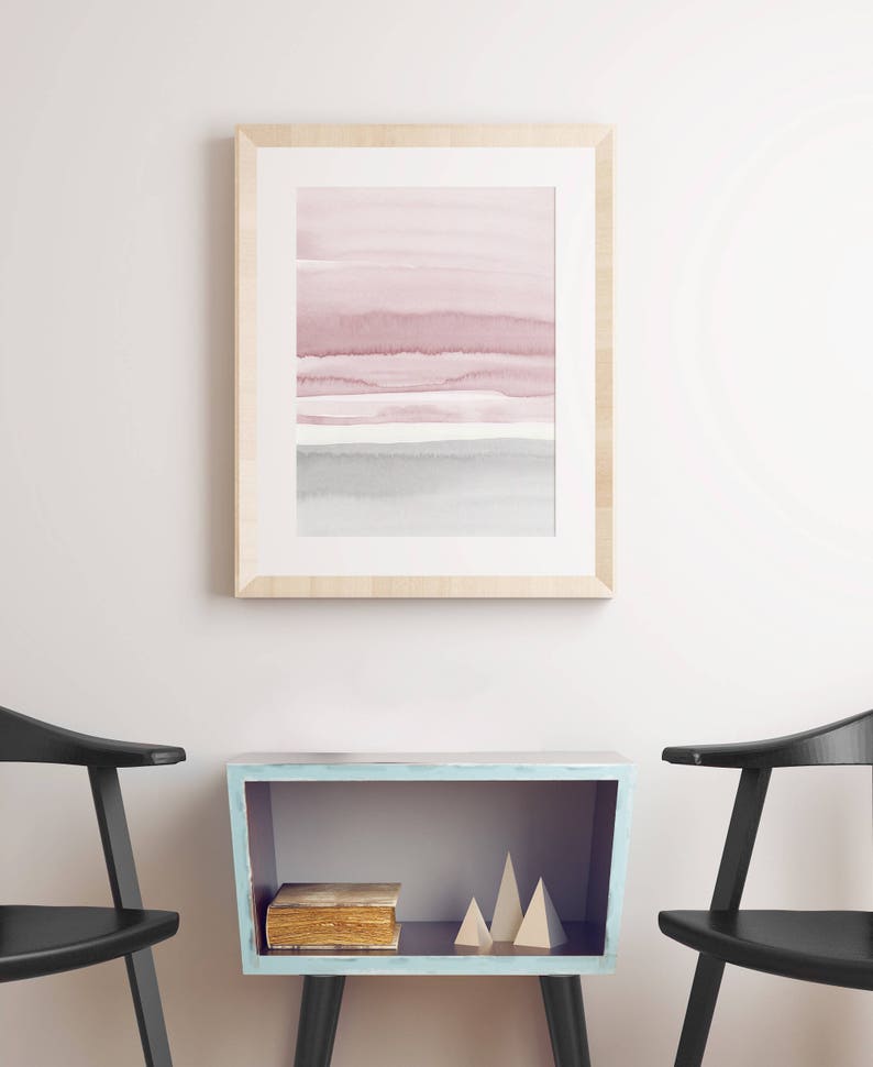 Blush Pink and Grey Abstract Art, Watercolor Printable Art, Watercolor Wall Art, Blush Prints, Pink Grey Wall Art, Bedroom Art, Abstract Art image 4