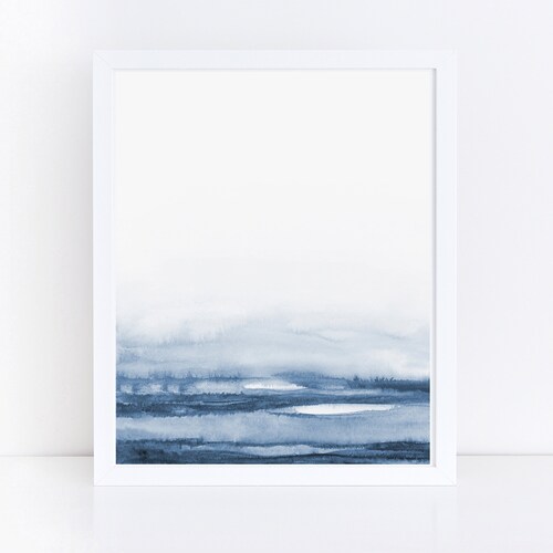 Horizontal Printable Art Blue Wall Art Blue Abstract Art Etsy