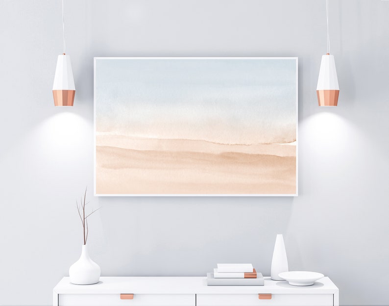 Neutral Print, Printable Wall Art, Desert Landscape, Abstract Art, Horizontal Wall Art, Watercolor Print, Neutral Wall Art, 24x36 Print image 2