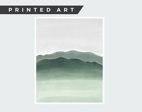 Sage Green Art, Green Gray Art, GICLEE Print, Rolling Hills, Wall Art, Watercolor Print, Green Hills Art Print, Living Room Art, Fine Art