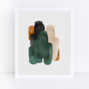 Set of 3 Prints, Living Room Wall Art, Abstract Art, Printable Print Set, Three Prints, Green and Rust Wall Art, Neutral Print Set, 24x36 image 3