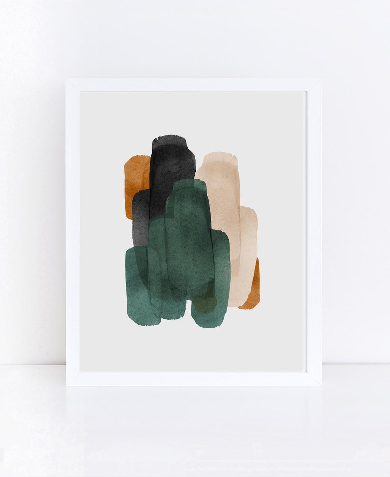 Set of 3 Prints, Living Room Wall Art, Abstract Art, Printable Print Set, Three Prints, Green and Rust Wall Art, Neutral Print Set, 24x36 image 3