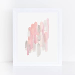ピンクグレーの抽象アート、ブラッシュグレーのウォールアート、水彩画プリント、印刷可能な抽象画、抽象水彩画プリント、ピンクグレーのウォールアート、ミニマル