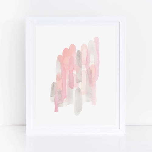 Abstract Watercolor Painting Bundle Blush Pink Wall Art Etsy