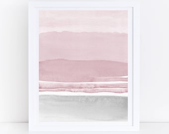 Pink Grey Abstract Art, Watercolor Printable Art, Pink Grey Wall Art, Blush Pink and Gray Art, Modern Abstract Art, Digital Print, Art Print