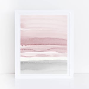 Blush Pink and Grey Abstract Art, Watercolor Printable Art, Watercolor Wall Art, Blush Prints, Pink Grey Wall Art, Bedroom Art, Abstract Art image 1