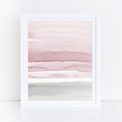 Blush Pink and Grey Abstract Art Watercolor Printable Art - Etsy