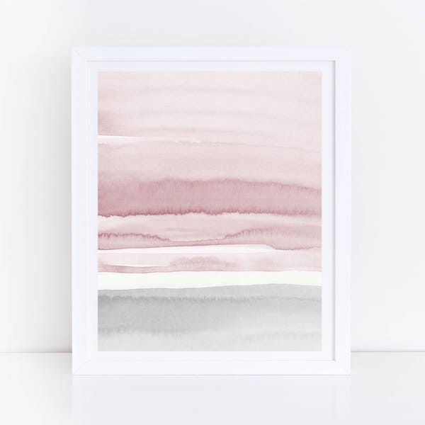 Blush Pink and Grey Abstract Art, Watercolor Printable Art, Watercolor Wall Art, Blush Prints, Pink Grey Wall Art, Bedroom Art, Abstract Art