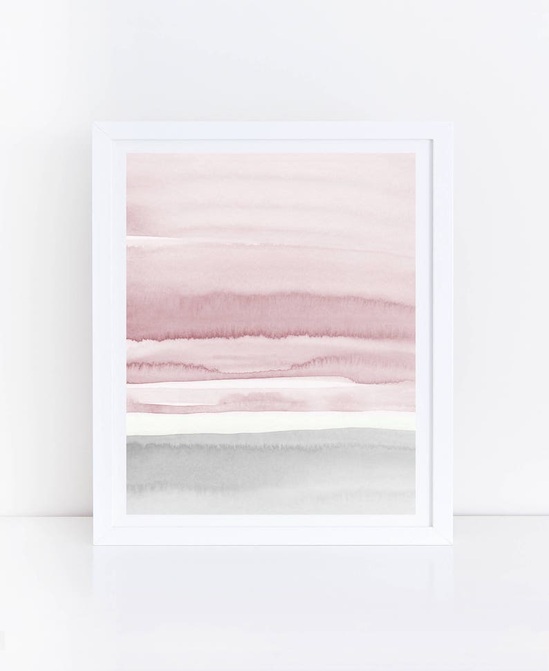 Blush Pink and Grey Abstract Art, Watercolor Printable Art, Watercolor Wall Art, Blush Prints, Pink Grey Wall Art, Bedroom Art, Abstract Art image 1