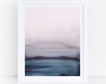 Watercolor Printable Art, Blue Pink Wall Art, Modern Living Room Art, Watercolor Print, Digital Download, Modern Watercolor, 18x24 Art