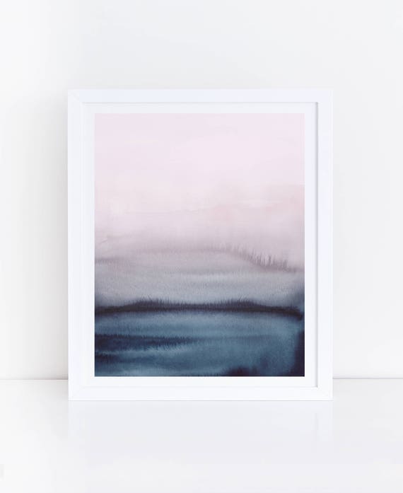 Watercolor Printable Art, Blue Pink Wall Art, Modern Living Room Art, Watercolor Print, Digital Download, Modern Watercolor, 18x24 Art