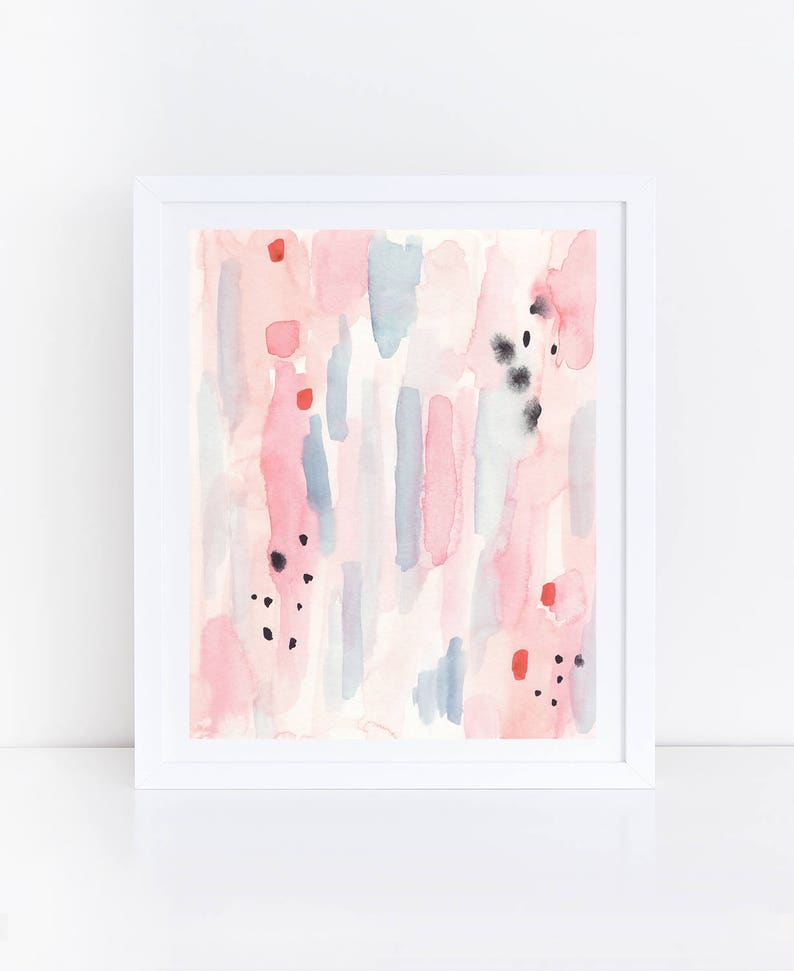 Printable Pink Blue Print, Pink Blue Abstract Art, Pink Watercolor Print, Watercolor Printable Art, Pastel Print, Pastel Abstract Art, Print image 1