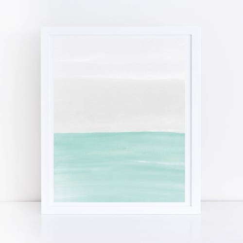 Turquoise and Gold Wall Art Abstract Mint Green Wall Decor Etsy