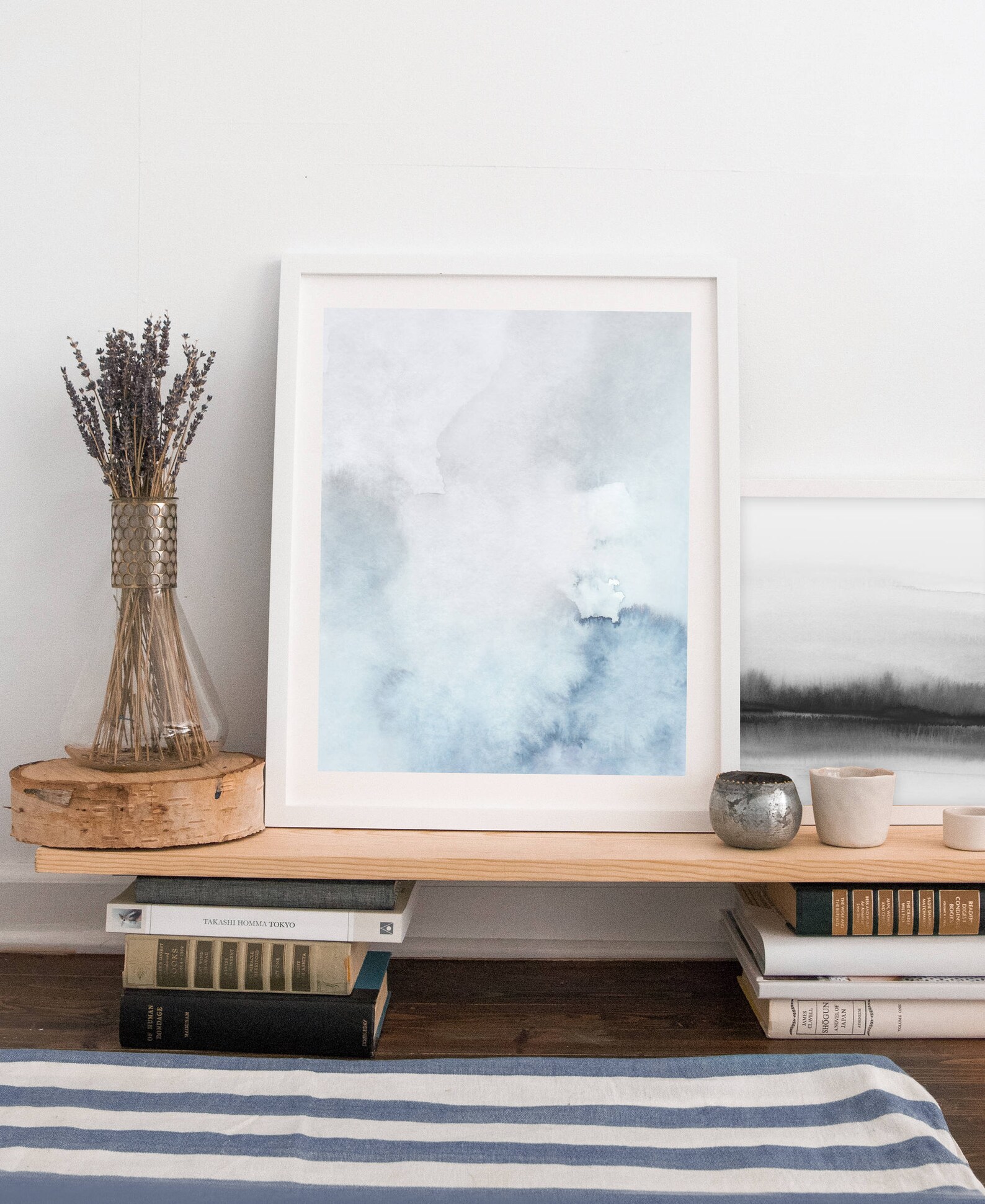 Blue and Gray Wall Printable Watercolor Print Abstract Art - Etsy