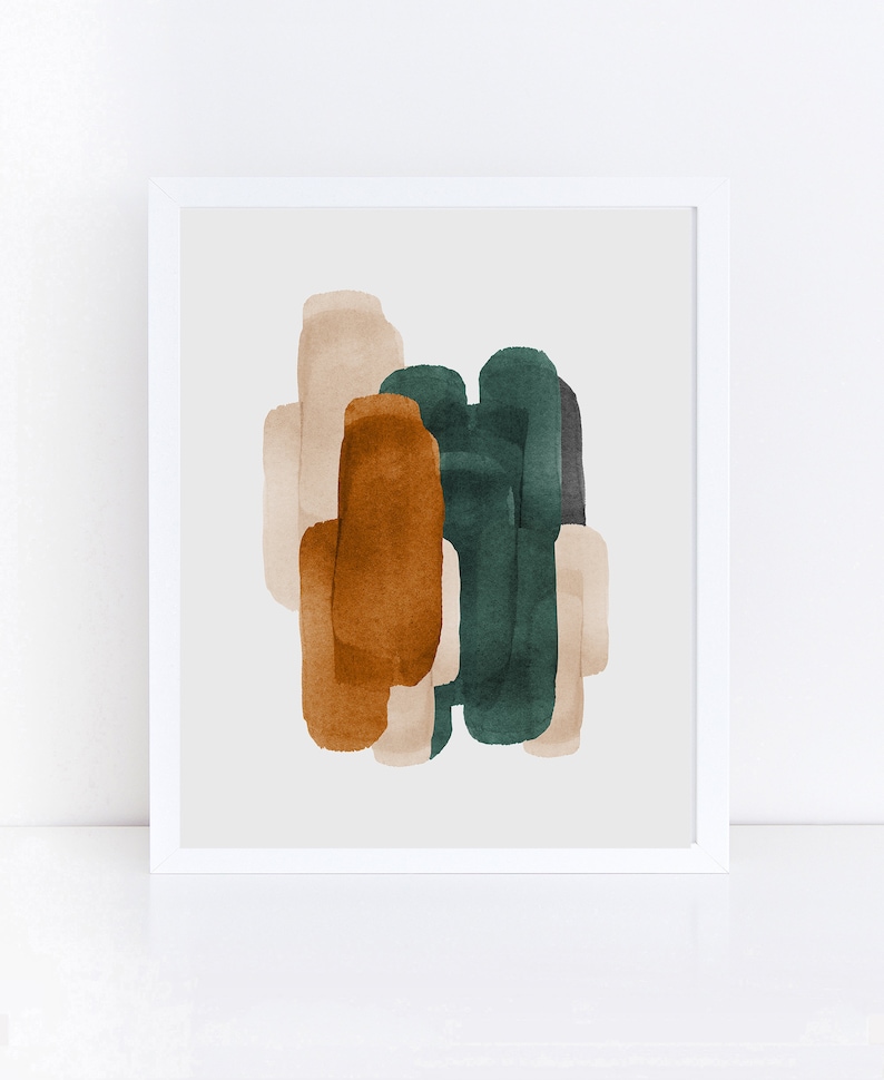 Set of 3 Prints, Living Room Wall Art, Abstract Art, Printable Print Set, Three Prints, Green and Rust Wall Art, Neutral Print Set, 24x36 image 5