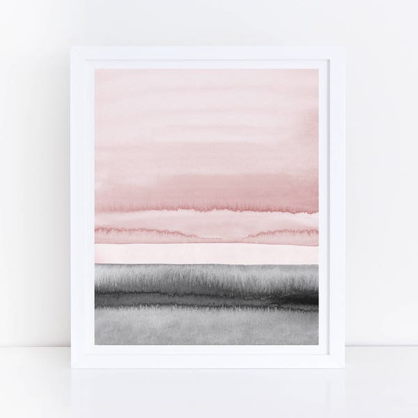Roze en zwarte muur kunst, abstracte afdrukbare kunst, roze en grijs Print, afdrukbare Abstract, blozen, roze en zwarte kunst, Abstract Wall Art, Print