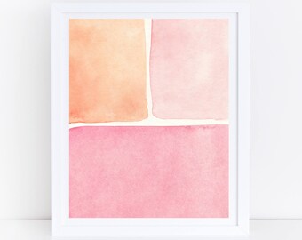 Mid Century Modern Art, Watercolor Wall Art, Pink and Orange Print, Watercolor Printable Art, Abstract Art, Mid Century Modern Wall Art, Art