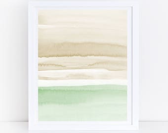 Neutral Watercolor Abstract Art, Printable Watercolor, Green and Beige Wall Print, Neutral Wall Art, Vertical Print, Abstract Art Print