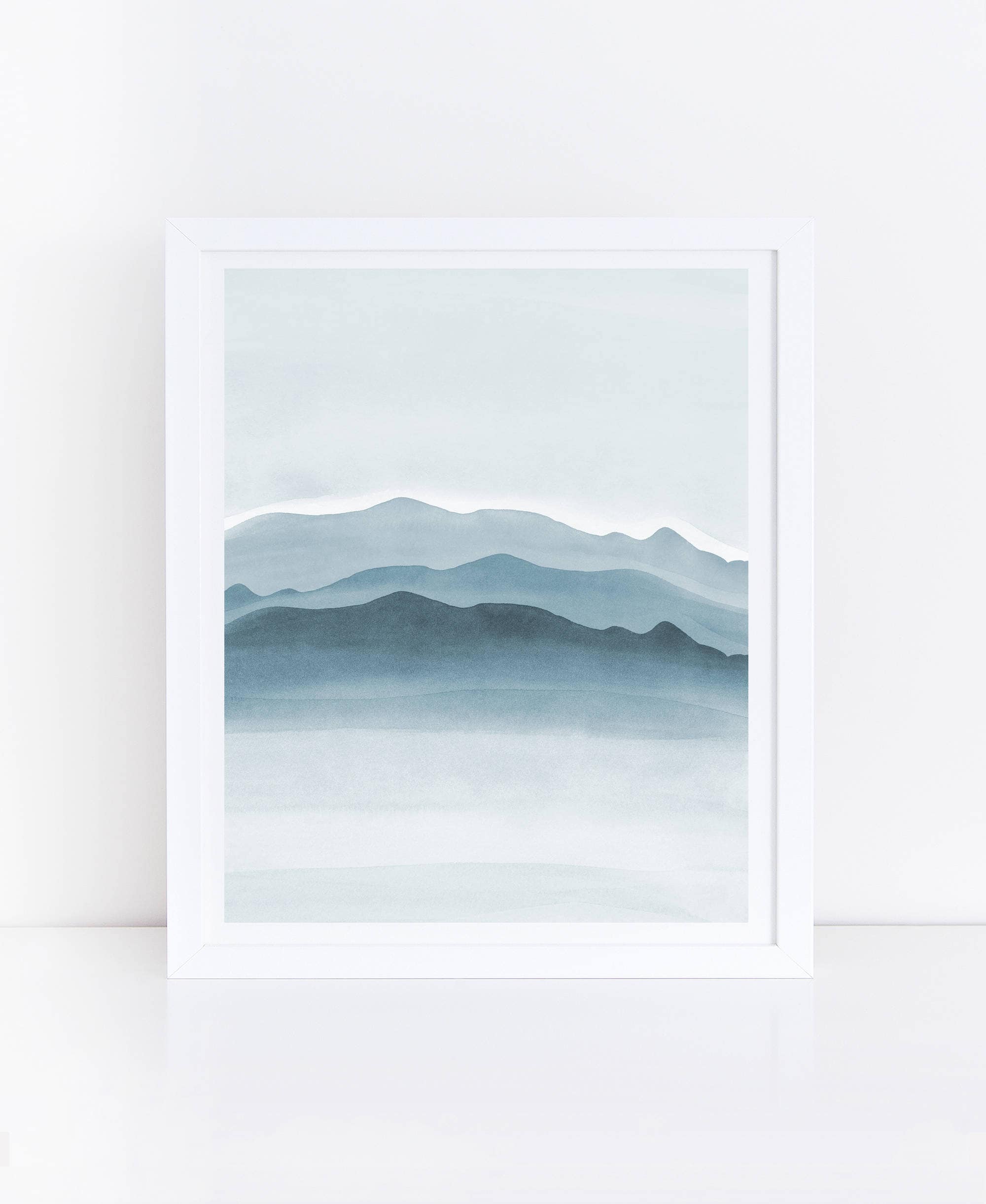 Blue Wall Art, Printable Watercolor Art, Blue Watercolor Print, Blue ...