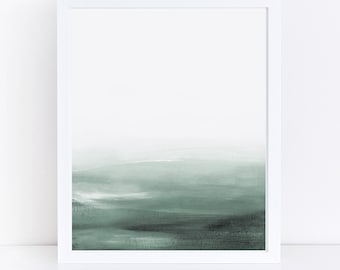 Green Wall Art, Printable Art, Green Watercolor Print, Minimal Art, Forest Green Print, Watercolor Printable Art, Vertical Wall Art, Minimal