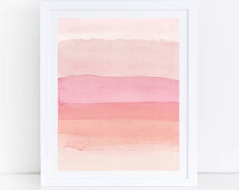 Rosa Aquarell Druck, Rosa Abstrakte Kunst, rosa abstrakte Kunst, blush Wandkunst, blush druckbare Kunst, druckbare Kunst, Aquarell Streifen