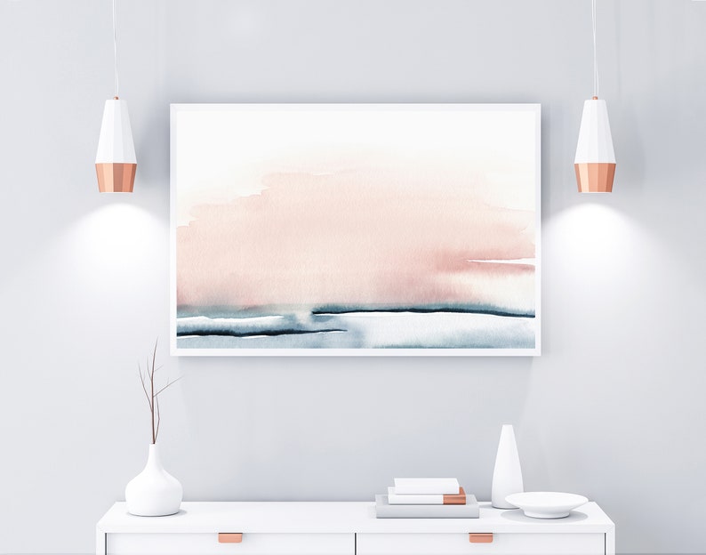 Printable Wall Art Horizontal Wall Art Pink Blue Wall Art Etsy