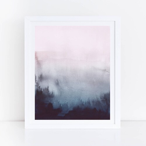 Pink Blue Abstract Art Pink Blue Prints Watercolor Printable Etsy