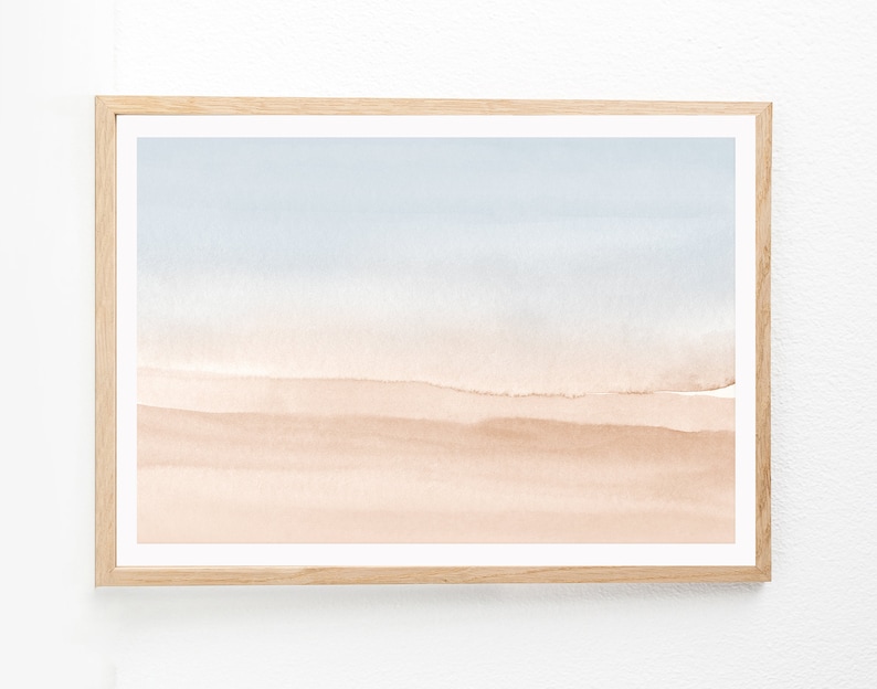 Neutral Print, Printable Wall Art, Desert Landscape, Abstract Art, Horizontal Wall Art, Watercolor Print, Neutral Wall Art, 24x36 Print image 1