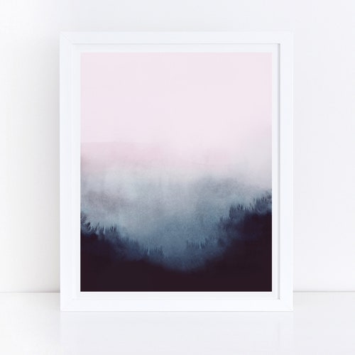 Pink Blue Wall Art Watercolor PRINTABLE Art Large Wall Art Etsy