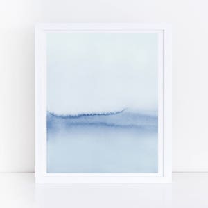 Blue Watercolor Print, Abstract Watercolor Print, Vertical Art, Calming Art, Minimal Print, Blue Abstract Art, Modern Print, Large Art, Blue image 1