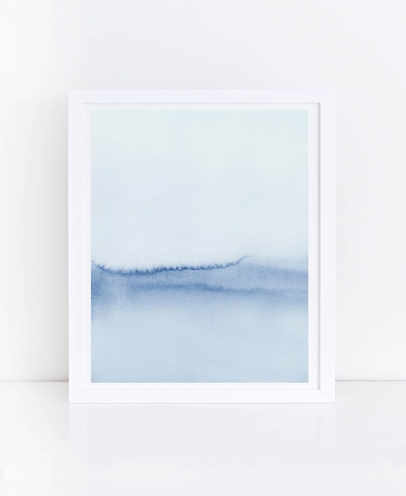 Blue Watercolor Print, Abstract Watercolor Print, Vertical Art, Calming Art, Minimal Print, Blue Abstract Art, Modern Print, Large Art, Blue image 1