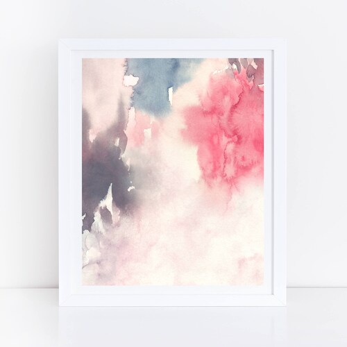 Printable Abstract Art Watercolor Wall Art Sky Print Blue Etsy