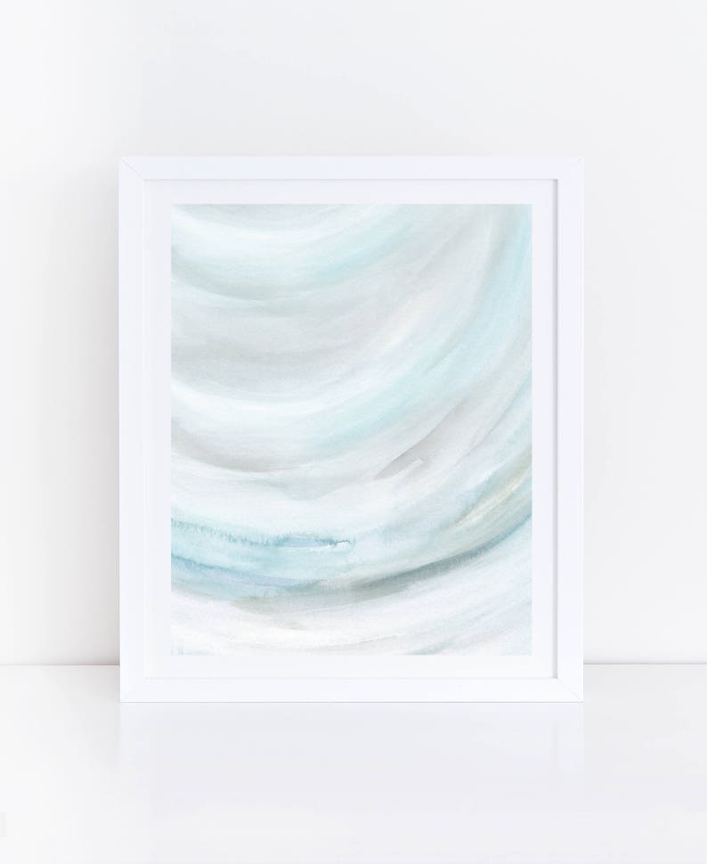 Abstract Printable Art, Blue Gray Abstract Art, Light Art Print, Simple Print, Modern Wall Art, Abstract Wall Art, Watercolor Art Print image 1