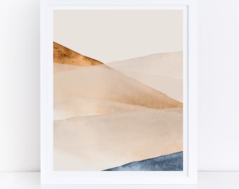 Printable Wall Art, Abstract Art, Abstract Printable Art, Blue Rust Wall Art, Neutral Prints, Simple Prints, Digital Download, Watercolor