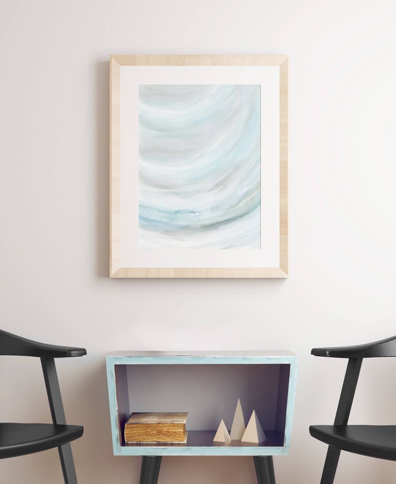 Abstract Printable Art, Blue Gray Abstract Art, Light Art Print, Simple Print, Modern Wall Art, Abstract Wall Art, Watercolor Art Print image 3