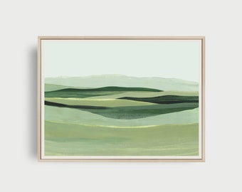 Modern Green Landscape, PRINTABLE Wall Art, Minimal Landscape, Horizontal Landscape Print, Painted Landscape Digital Download, 24x36 Print