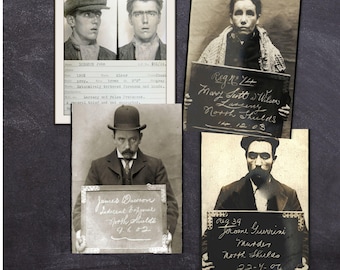 Macabre Mugshot Art Prints: Dark Goth Gallery Wall (Digital Download)