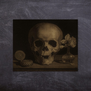 Stampa Teschio e Rose / Stampa Artistica Gotica / Estetica Oscura / Arte Teschio / Arte Malinconica / Regalo Gotico / Arte Steam Punk / Arte Strana / Atmosfera Spettrale