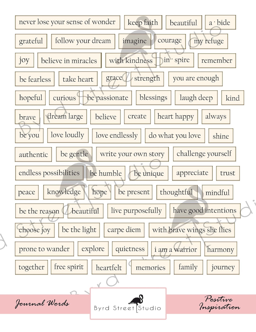 Positive Affirmations Journal Labels, Scrapbooking Ephemera (digital ...