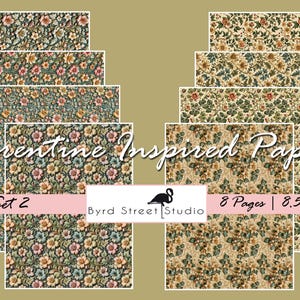 Florentine Digital Paper Set: Renaissance Scrapbook Paper (PDF Download, 11x8.5 in