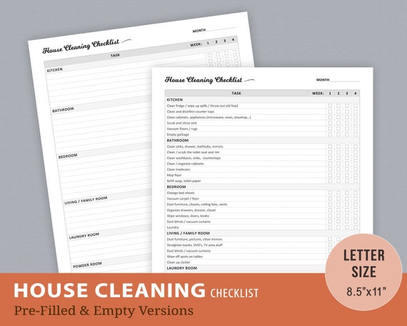 Weekly House Cleaning Chart