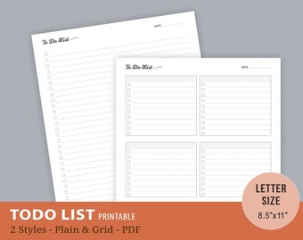 To Do List Printable, Checklist Printable, Daily ToDo List, To Do Checklist, Planner Pages, Inserts, Refills, Weekly Routine, Letter Size