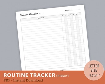 Daily Routine Checklist, Daily Planner Printable, Routine Chart, Weekly Routine, Habit Tracker, Instant Download, Letter Size Inserts, PDF
