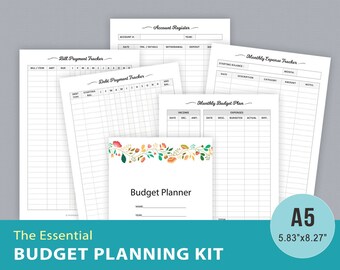 Finance & Budget Planner, Budget Tracker Printable Refills, Debt Payment Tracker, Financial Planner, Bill Payment, A5 Planner Inserts, PDF