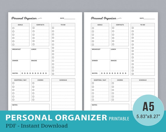 Personal Organizer Planner Printable Pages Day | Etsy