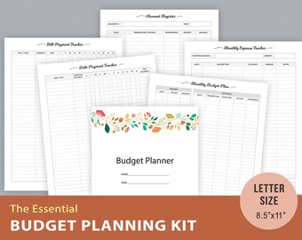 Budget Planner, Financial Planner, Budget Tracker, Printable Inserts, Refills, Debt Payment Tracker, Bill Payment, Letter Size, Digital PDF